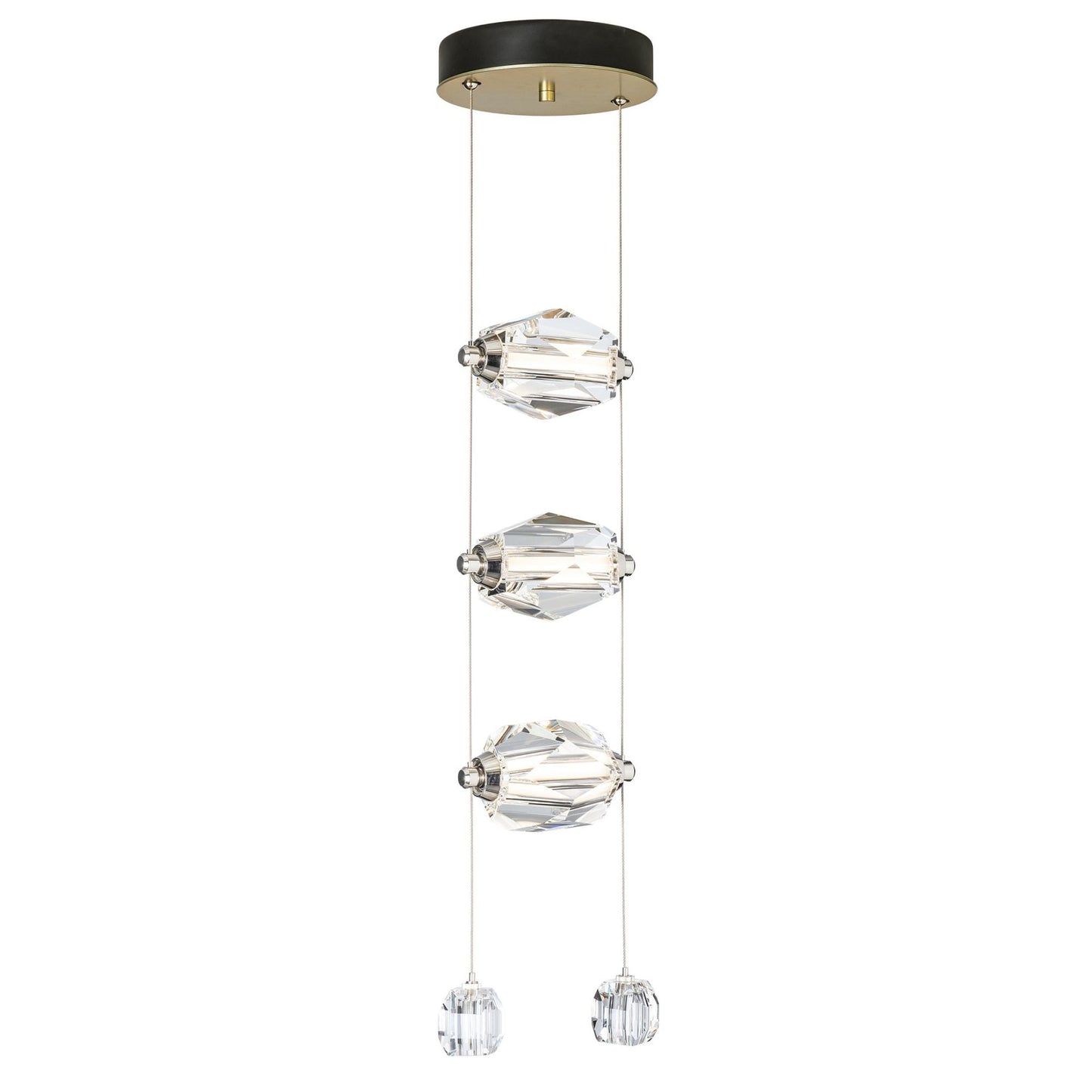 Gatsby 3-Light LED Pendant Crystal LED in Modern Brass