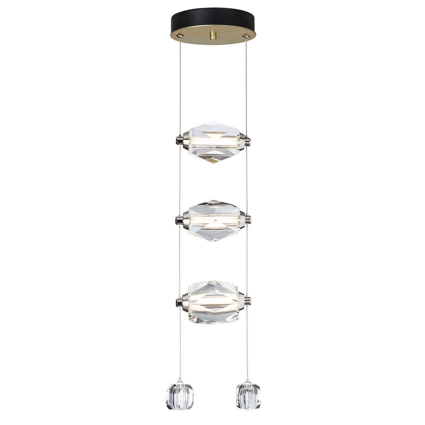 Gatsby 3-Light LED Pendant Crystal LED in Modern Brass