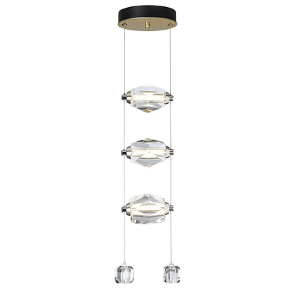 Gatsby 3-Light LED Pendant Crystal LED in Modern Brass