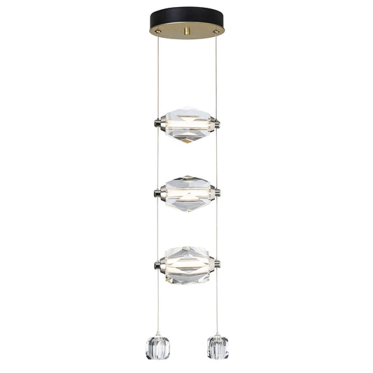 Gatsby 3-Light LED Pendant Crystal LED in Modern Brass