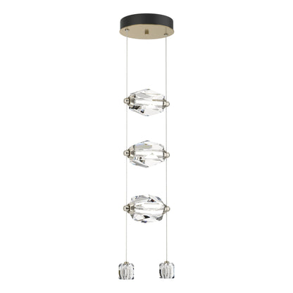 Gatsby 3-Light LED Pendant Crystal LED in Modern Brass