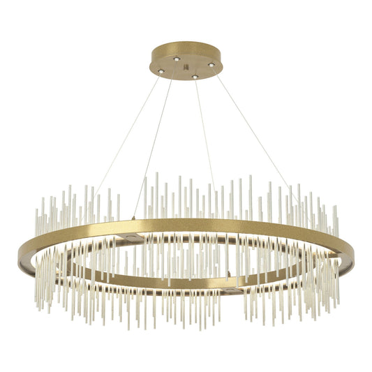 Gossamer Circular LED Pendant Sterling Accent LED in Modern Brass