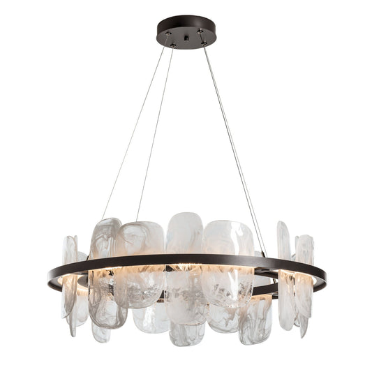 Vitre Circular LED Pendant LED White Swirl Glass (YR) in Dark Smoke