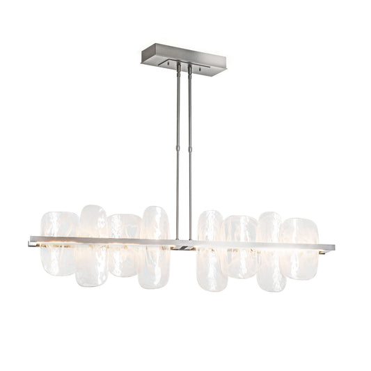 Vitre Large Linear LED Pendant LED White Swirl Glass (YR) in Sterling