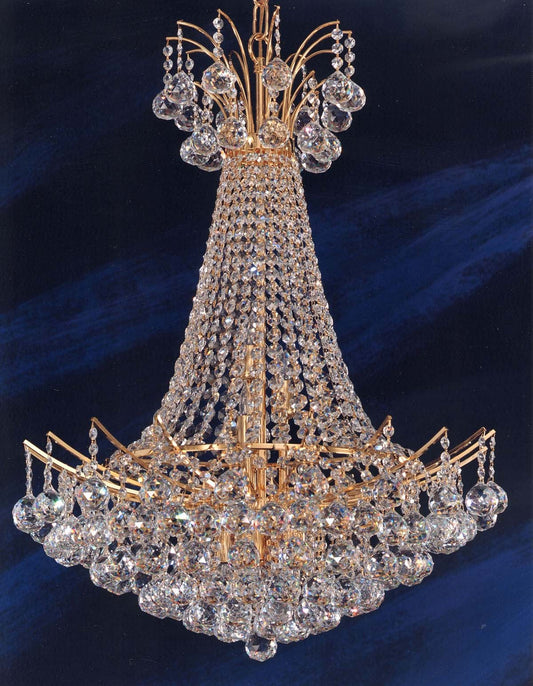 12 lights crystal chandelier in gold plated finish
