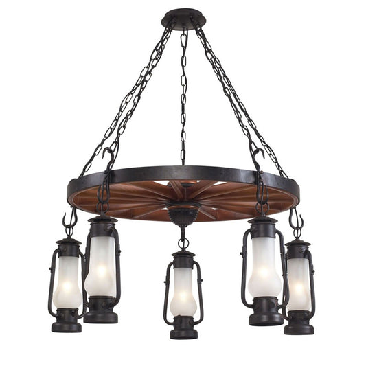 Matte Black Five Light Chandelier