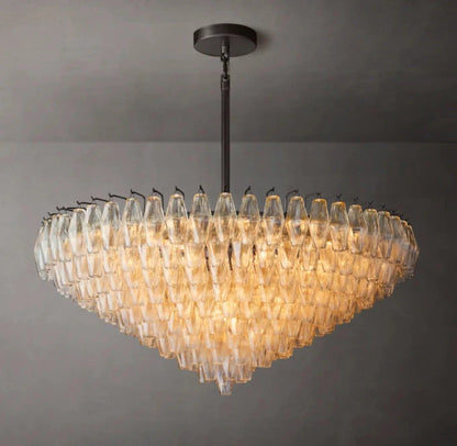 Chiara Transparent Glass Layered Circular Chandelier 47"