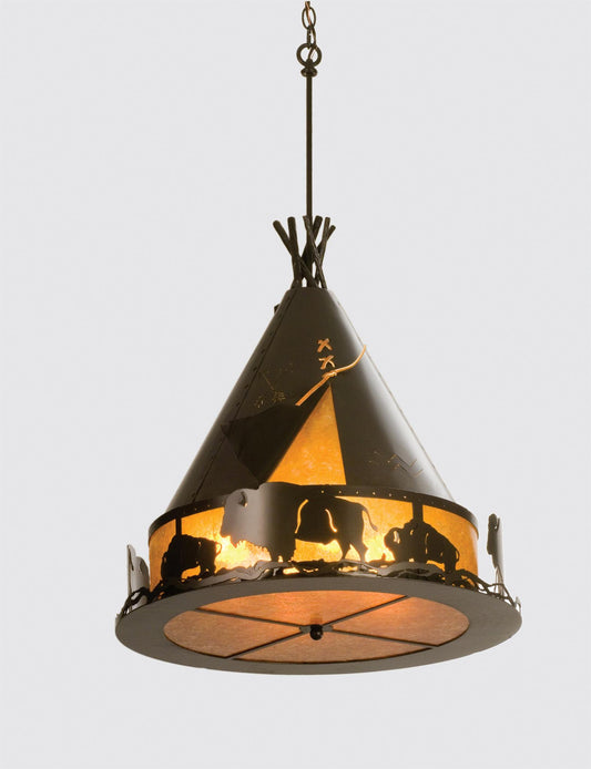 4 Light 24" Wide Pendant with Handmade Shade