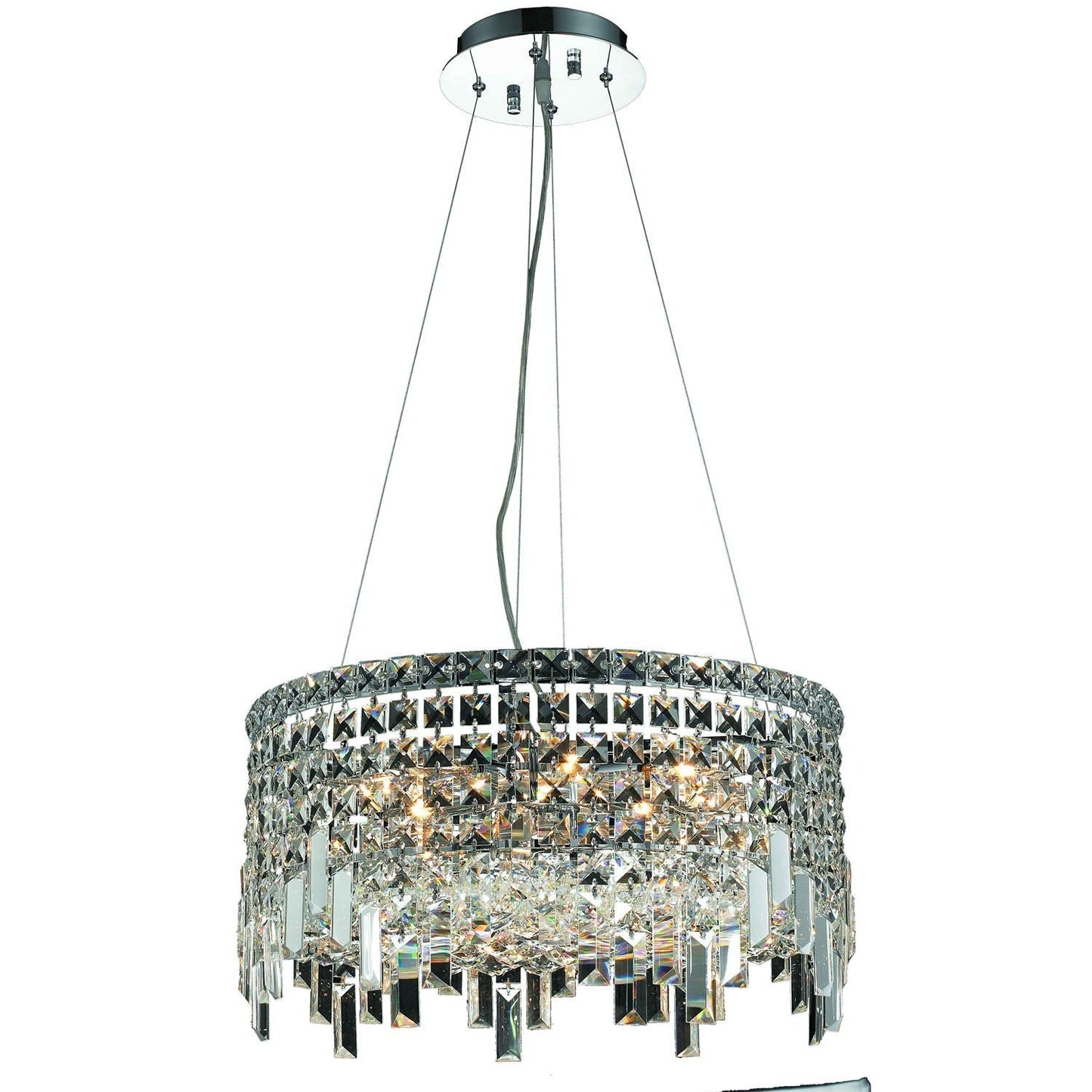 Maxim Chrome Twelve-Light 20-Inch Pendant with Royal Cut Clear Crystal