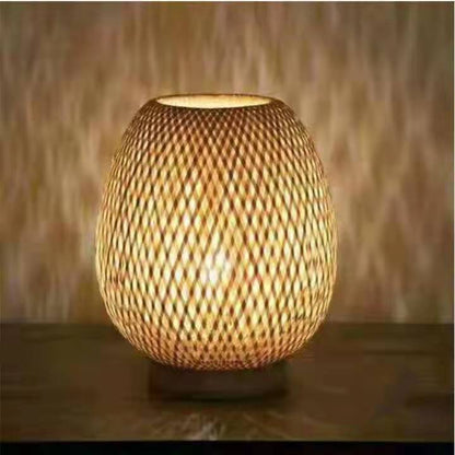 BambuGlow Woven Table Lamp Minimalist Charm for Elegant Living Rooms