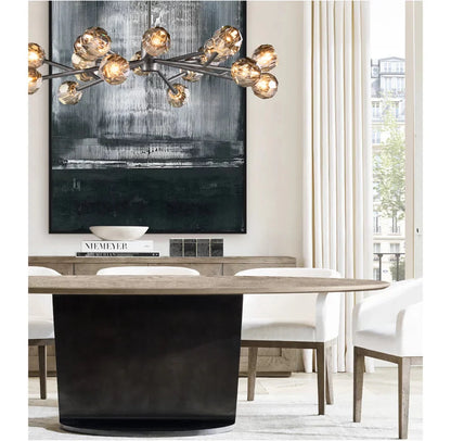 Crystal Globe Smoked Glass Circular Chandelier 48"