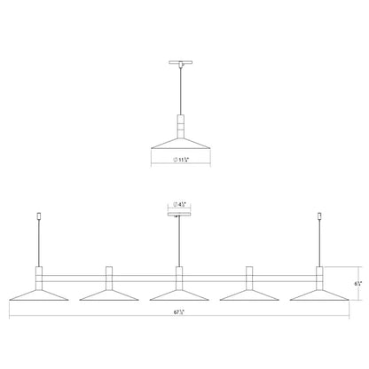 Systema Staccato 57" Wide LED Commercial Linear Pendant