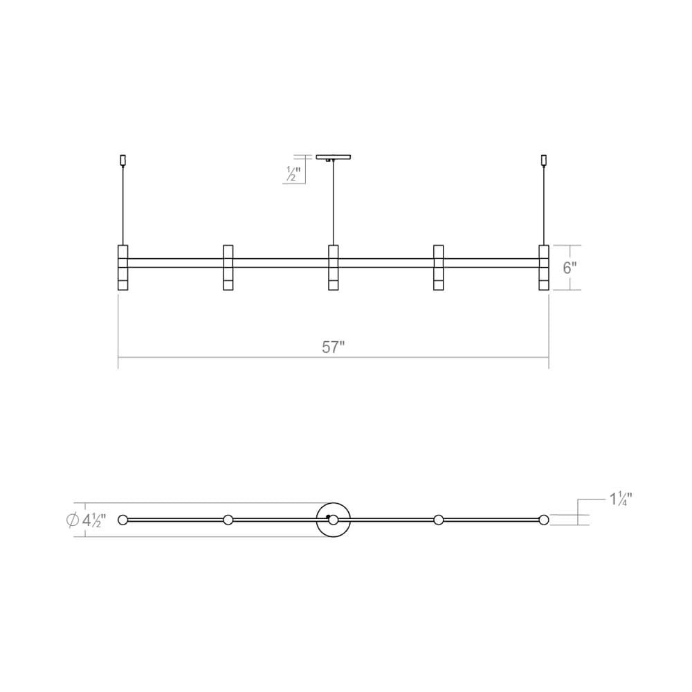 Systema Staccato 5 Light 57" Wide LED Indoor Linear Pendant