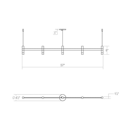 Systema Staccato 5 Light 57" Wide LED Indoor Linear Pendant