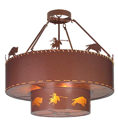 8 Light 36" Wide Pendant with Handmade Shade