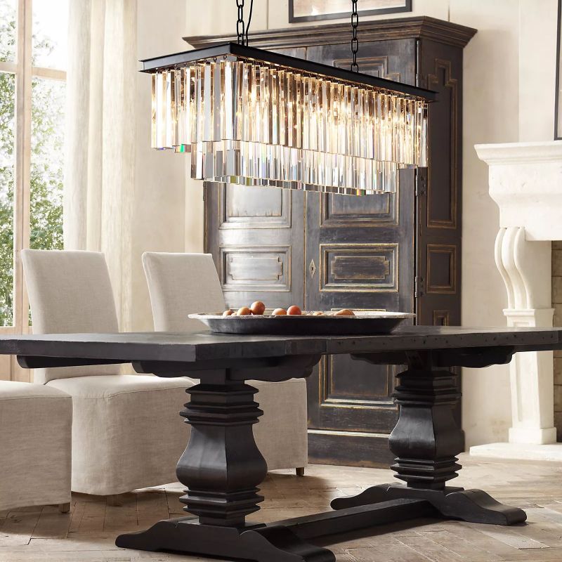 Ryalin Rectangular Glass Chandelier 40"