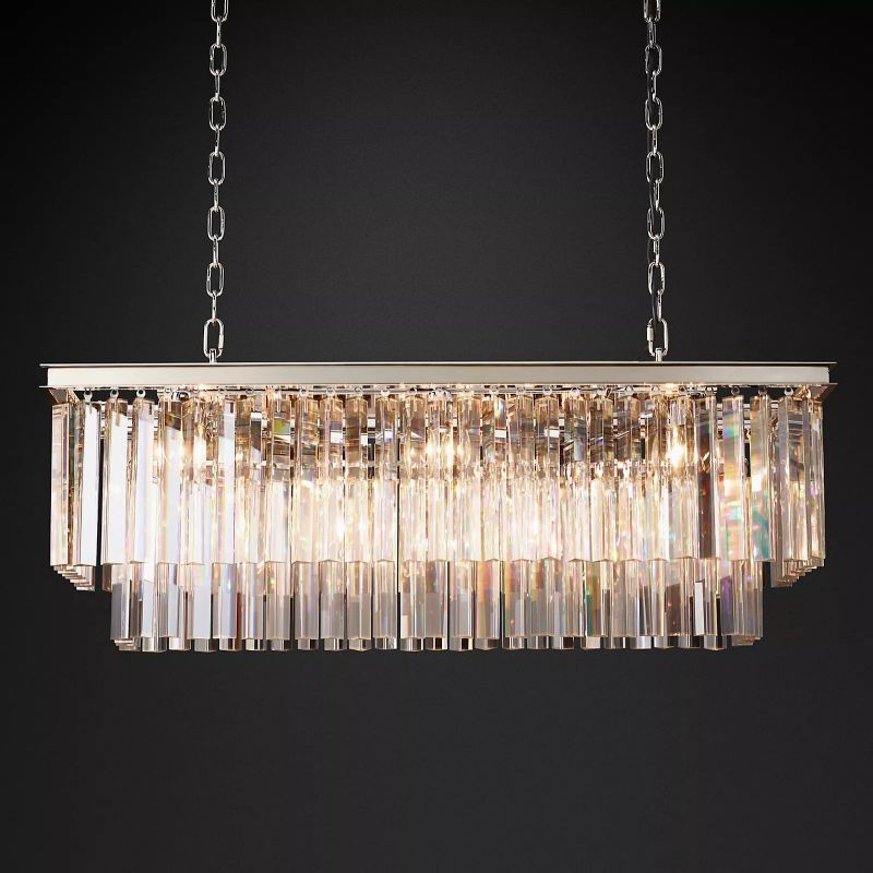 Ryalin Rectangular Glass Chandelier 40"