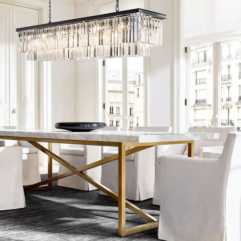 Ryalin Rectangular Glass Chandelier 72"