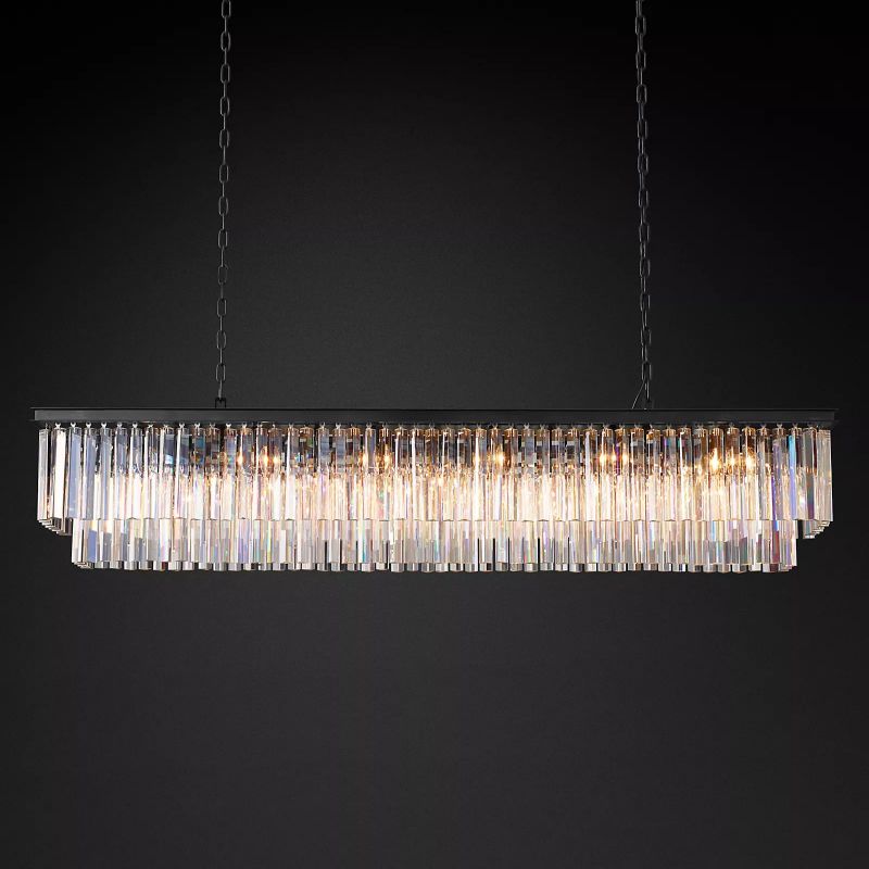 Ryalin Rectangular Glass Chandelier 72"