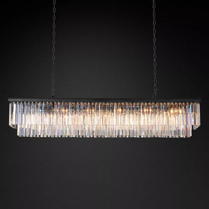 Ryalin Rectangular Glass Chandelier 72"