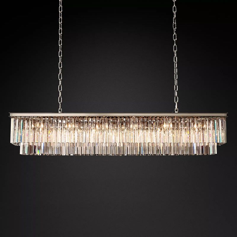 Ryalin Rectangular Glass Chandelier 72"