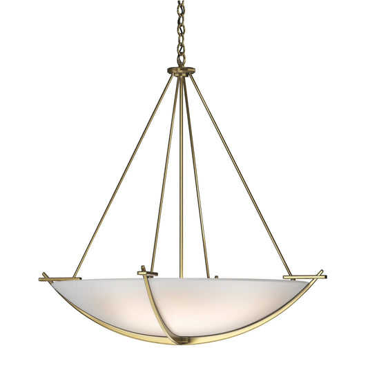 Compass Large Scale Pendant 3-Light Opal Glass (GG) in Modern Brass