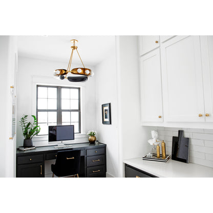 Hopper 9-Light Chandelier in Vintage Brass/Black Brass 32L x 32W x 25H
