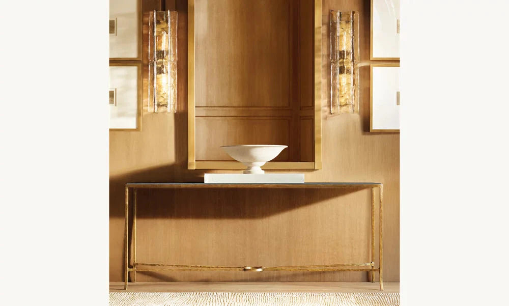 Grid Pattern Clear Glass Wall Sconce 30"