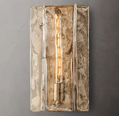 Latticed Smoke Glass Wall Sconce 15"