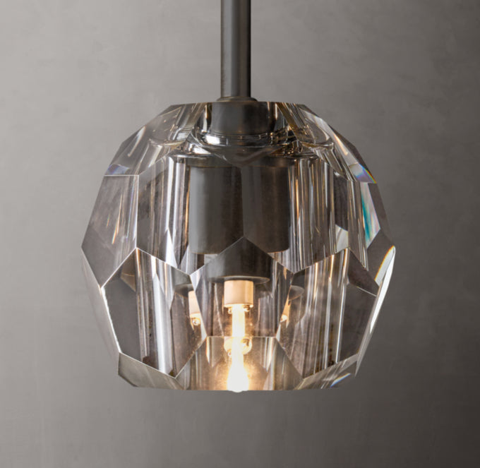 Crystal Sphere Smoky Glass Rod Pendant Lamp