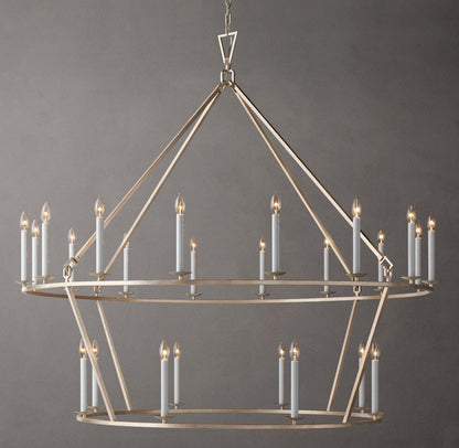 19TH C. ENGLISH OPENWORK TWO-TIER ROUND CHANDELIER 62"