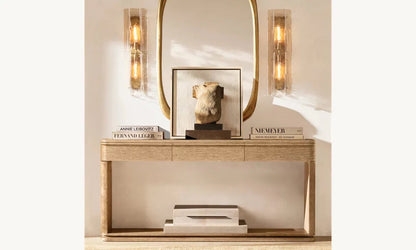 Grid Pattern Clear Glass Wall Sconce 30"