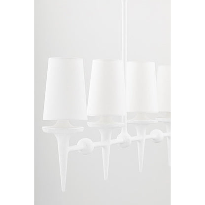 Torch 8-Light Chandelier in White Plaster 48L x 48W x 30.5H