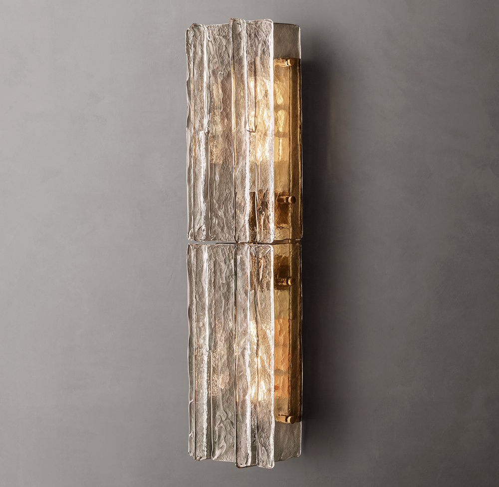 Latticed Smoked Glass Wall Sconce 30"
