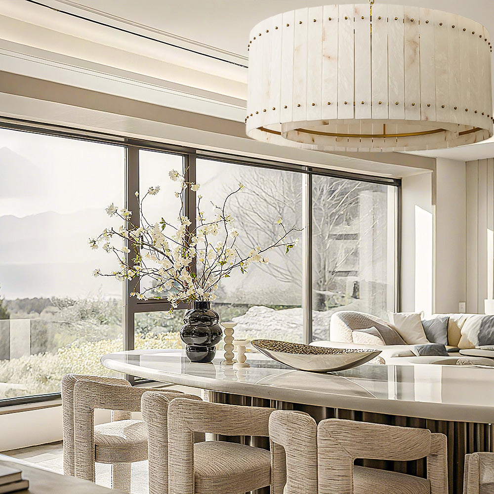 Aurelix Alabaster Round Chandelier