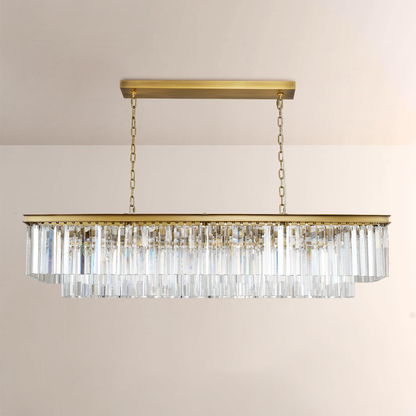 Ryalin Rectangular Glass Chandelier 72"