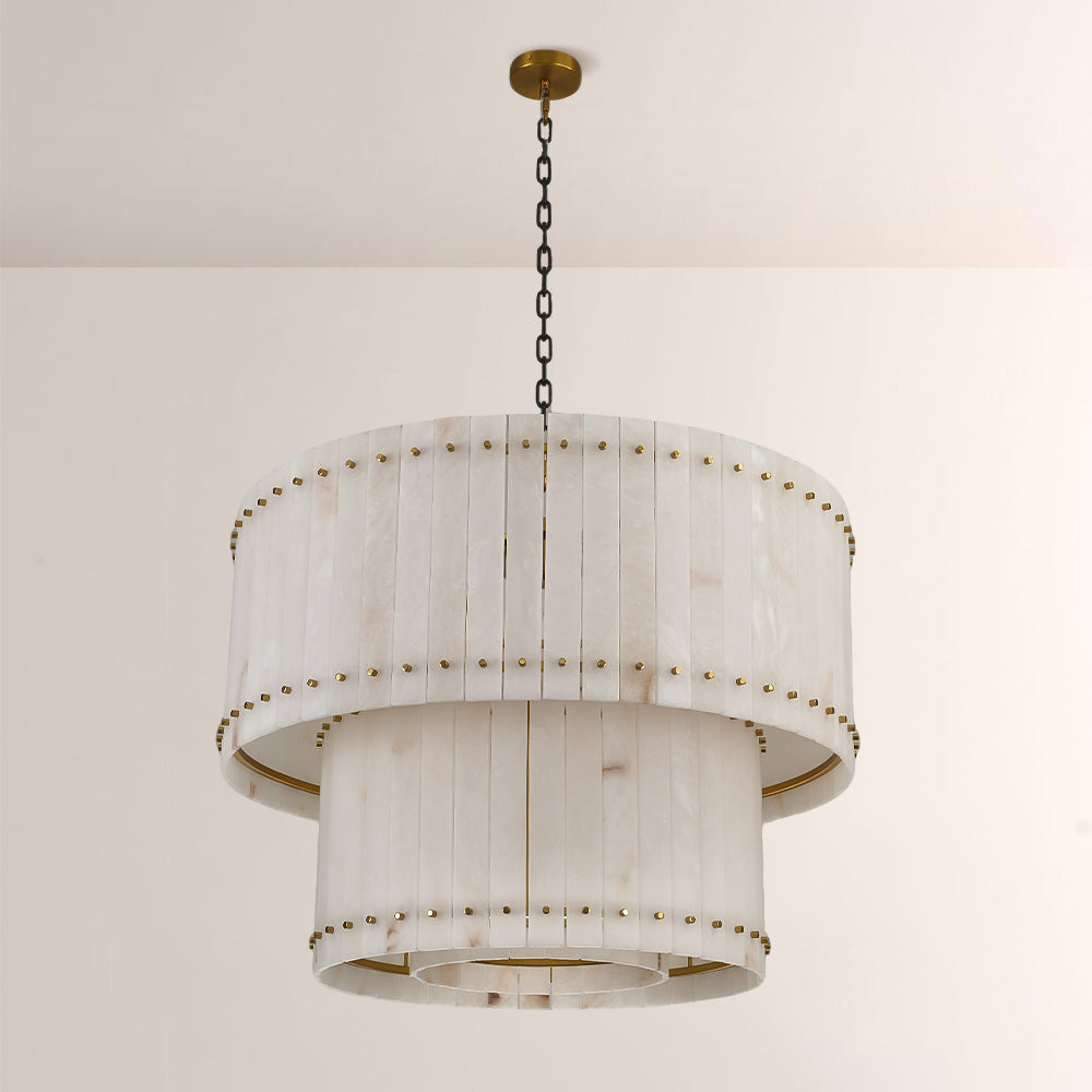 Aurelix Alabaster Round 2-Tiered Chandelier