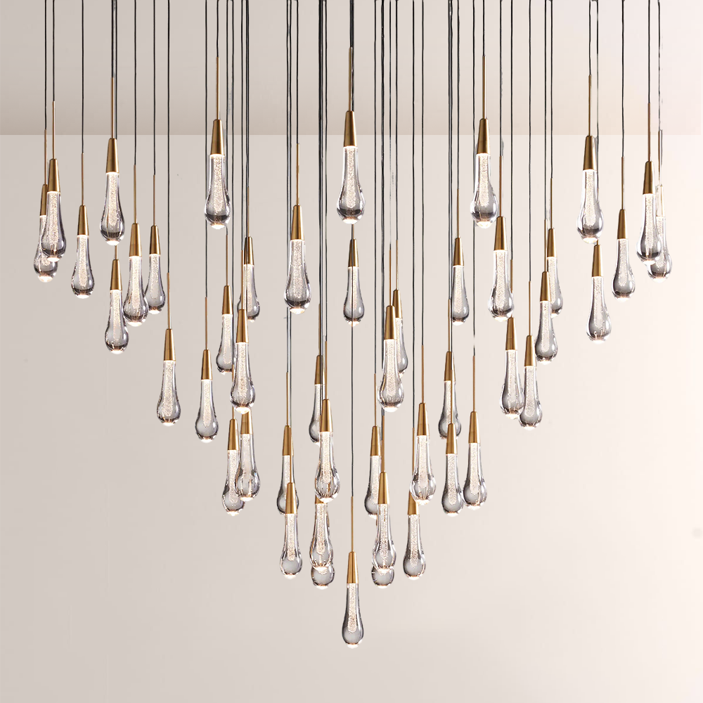 Raindrop Glass Round Solitaire Chandelier