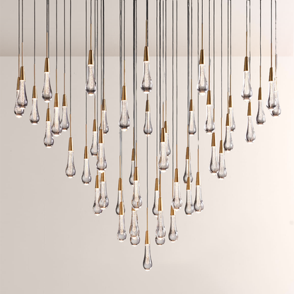 Raindrop Glass Round Solitaire Chandelier