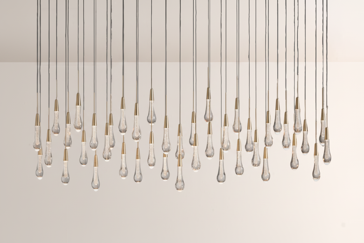 Raindor Glass Solitaire Linear Chandelier