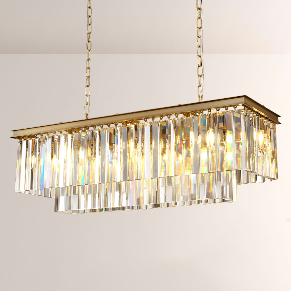 Ryalin Rectangular Glass Chandelier 40"