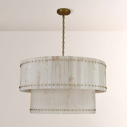 Aurelix Alabaster Round 2-Tiered Chandelier