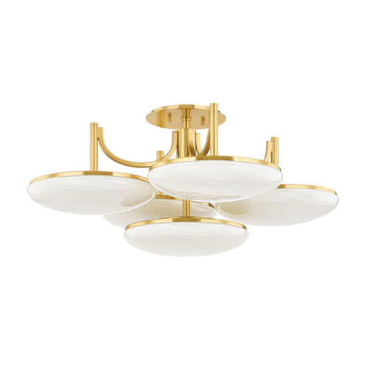 Bregman 5-Light Semi Flush in Aged Brass 30.75L x 30.75W x 14H