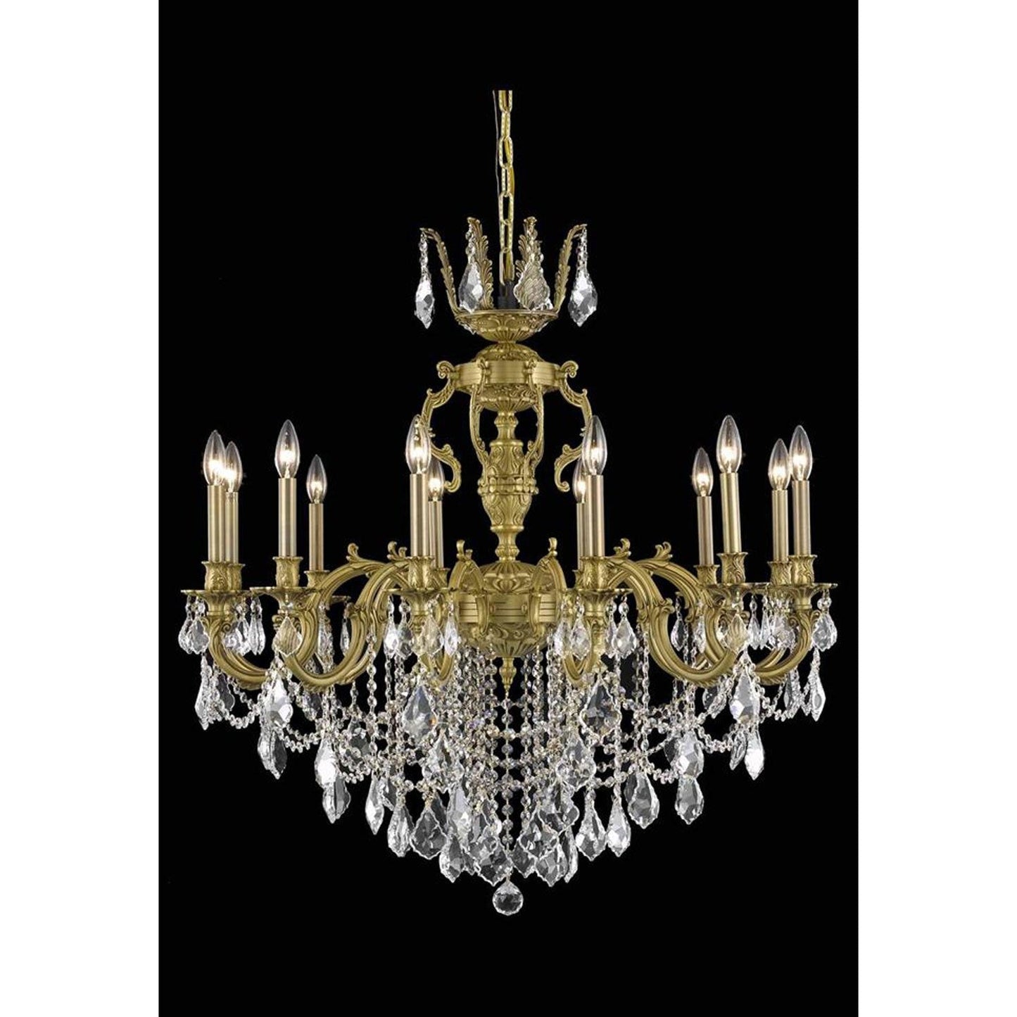 French Gold 12-Light Chandelier with Royal Cut Crystal