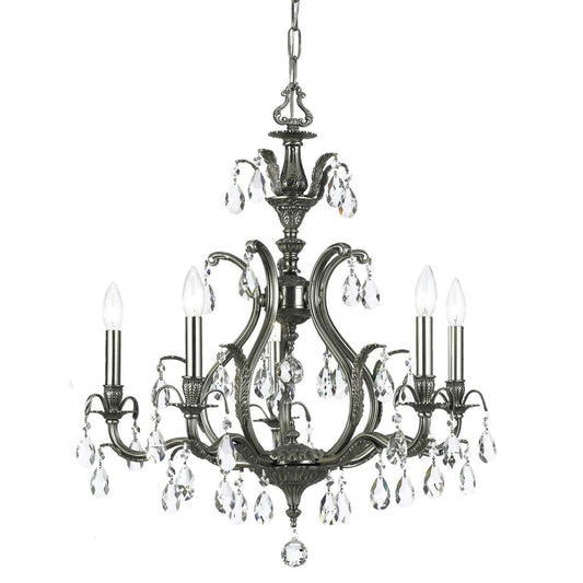 Five-Light Chandelier with Hand Polished Crystal
