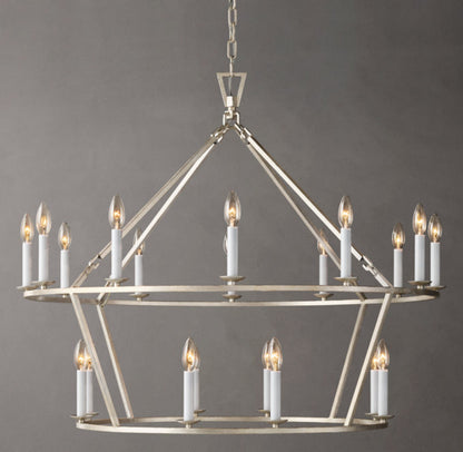 19TH C. ENGLISH OPENWORK TWO-TIER ROUND CHANDELIER 40"