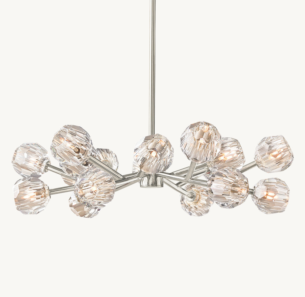 Crystal Sphere Clear Glass Round Chandelier 36"