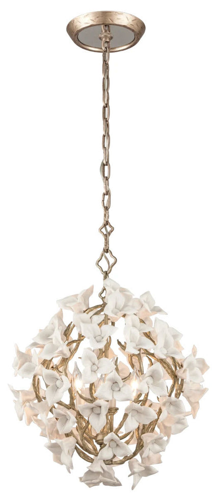 Lily 4 Light 19" Wide Pendant with Porcelain Flowers