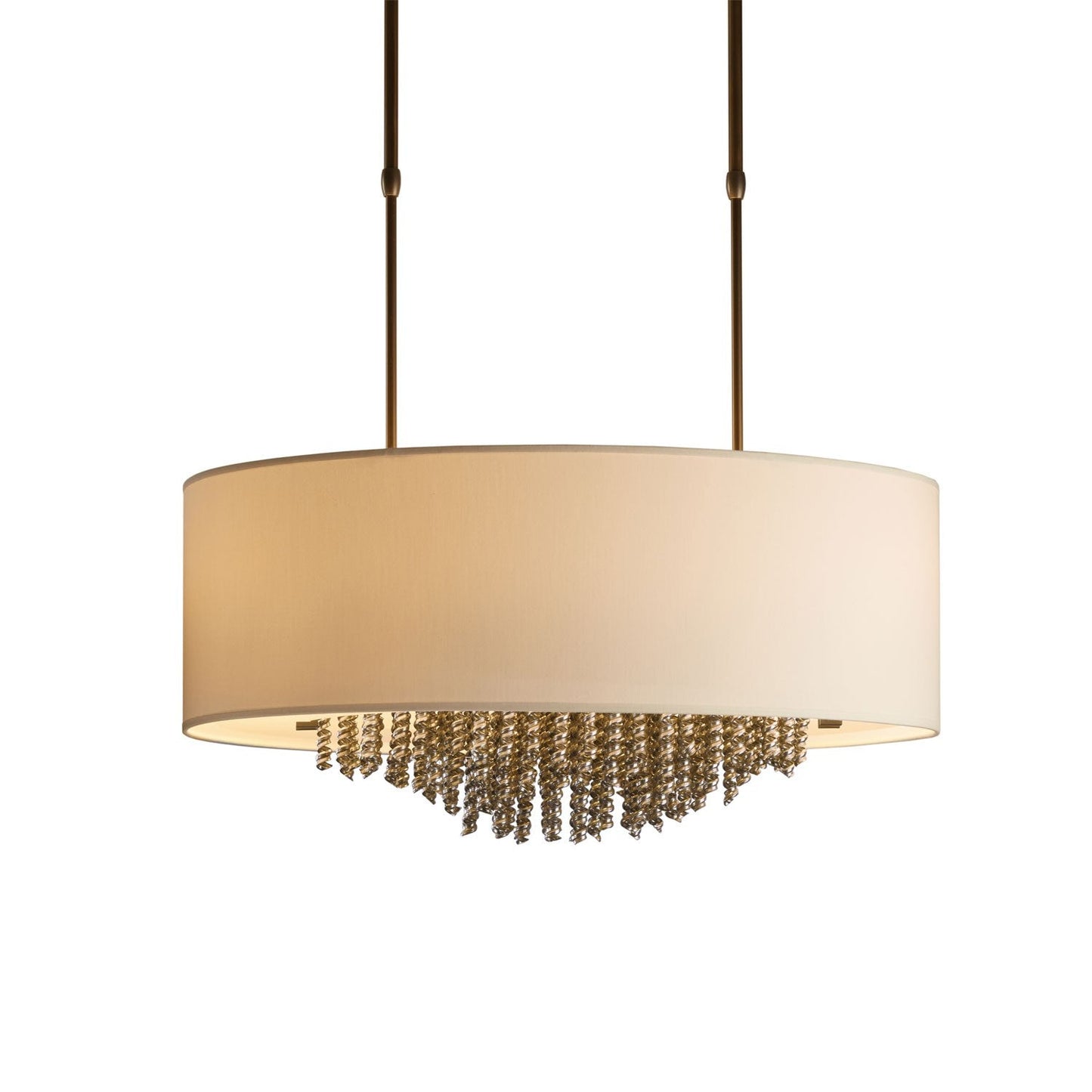 Bronze Four-Light Short Drum Pendant with Flax Shade