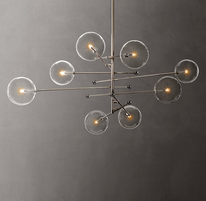 Glass Orb Cluster Mobile Eight-Light Chandelier 79"
